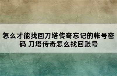 怎么才能找回刀塔传奇忘记的帐号密码 刀塔传奇怎么找回账号